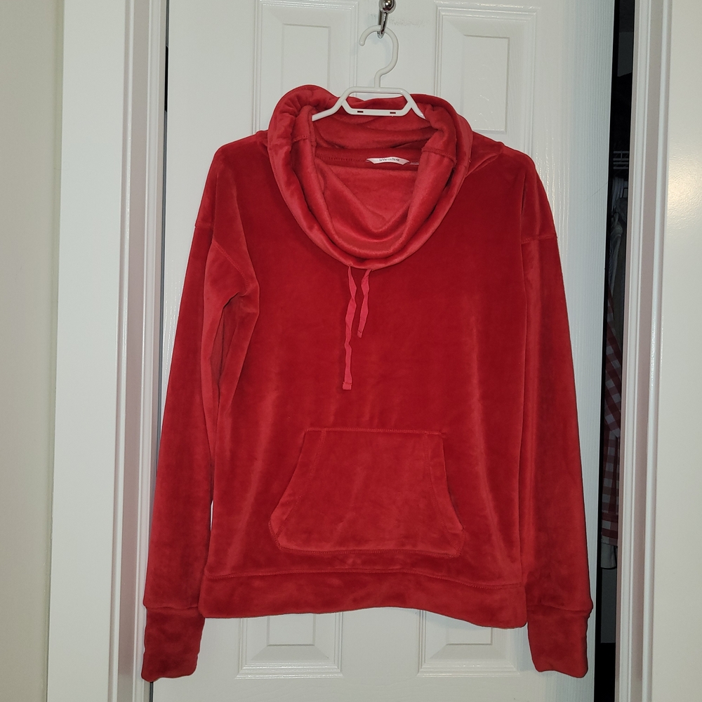 La Vie En Rose Vibrant Red Plush Lounge Hoodie Size S